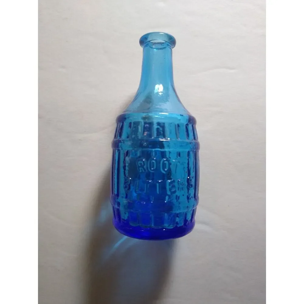 Wheaton Blue Root Beer Bitters Carnival Glass Bottle Medicine 1970's Mini 3